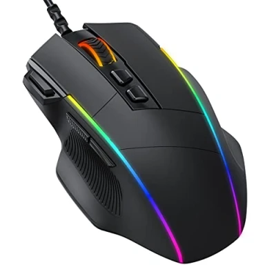 Image of Gaming Mouse, Dacoity Ergonomic RGB Mouse 8000 DPI (5 Levels), 8 Programmable Buttons, 7 Customizable Lighting Modes, USB Wired for PC, Laptop, MacBook