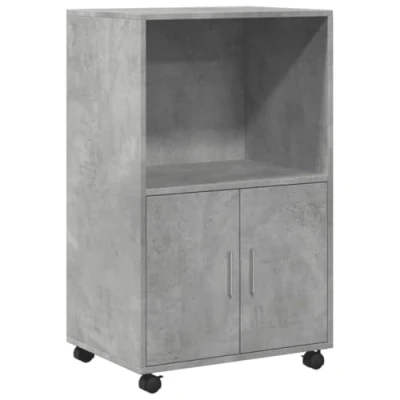 Image of vidaXL Rolling Office Storage Cabinet Concrete Grey Engineered Wood Ample Space Easy Mobility Multi Room Use 55 x 40 91 cm