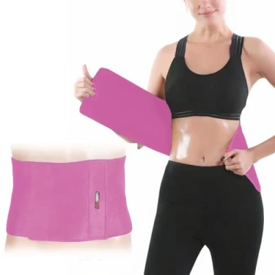 Image of MAXSTRENGTH Slimming Belt Adjustable Waist Trimmer Belly Fat Burner Abdominal Weight Loss Belt, Sweat Trainer Ð Pink