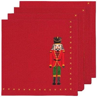Image of Now Designs Nutcracker Cotton Napkins, Set of 4, W18 x L18in