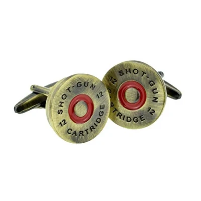 Image of Brass Shotgun Cap Cufflinks Presented in a Box