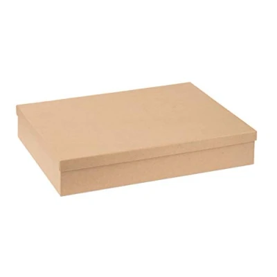 Image of Glorex Rectangular Box with lid Made of FSC Certified Cardboard, Approx. 24.7 x 34.7 6.4 cm, Suitable for DIN A4, Gluing, Painting, decopatch or decoupage, Natural Brown, 24,7 34,7 6,4 cm