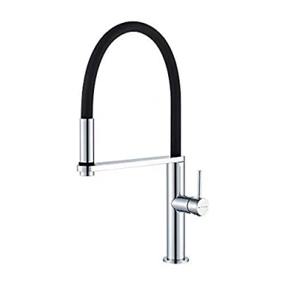 Image of GRIFEMA GRIFERÍA DE COCINA G4006 Black Kitchen Mixer Tap with Universal Swivel High Spout (53 cm), 3/8 Inch Hose, Chrome