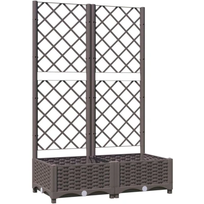 Image of vidaXL Garden Planter with Trellis Brown 80x40x121.5 cm PP