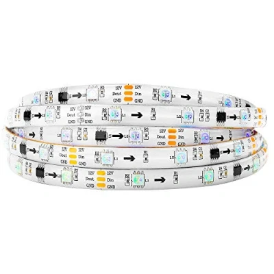 Image of BTF LIGHTING WS2811 IC Addressable Dream Color LED Strip 16.4FT 30LEDs/m 10Pixels/m 150LEDs 50pixels IP65 Splash Proof White PCB Flexible DC12V Chasing Effect for Bedroom Desk Home Decoration
