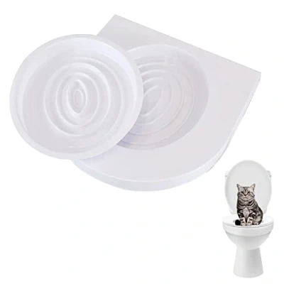 Image of Cat Toilet Training Seat Hygienic and Kitten Litter Tray Box Kit Pet Potty Train System Nip With Step By Guide Odourless