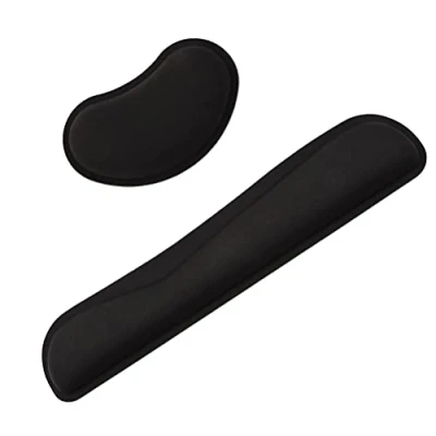 Image of Pu Leather Keyboard Hand Rest + Wrist Guard 2 Piece Set Black Epoch Making Mouse Mat Umitive Pad with Support and for Computer Laptop, (4t3)