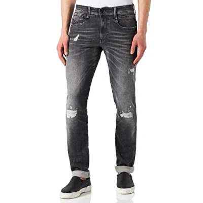 Image of REPLAY Men&#039;s Anbass Aged Jeans, 097 Dark Grey, 30W / 36L