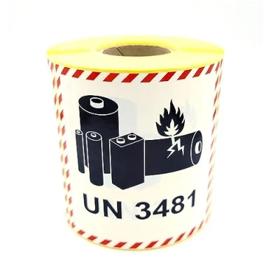 Image of MD Labels 500 Dangerous Goods UN 3481 100 x mm Contains Lithium Ion Batteries Transport Sticker Hazardous Battery
