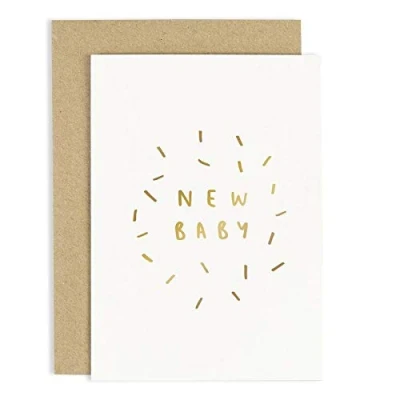 Image of Old English Co. New Baby Confetti Card A6 Newborn Greeting Cards For Boys &amp; Girls Congratulations Mum, Dad Parents Shower, Pregnancy Announcement or Milestone