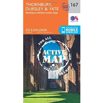 Image of Thornbury, Dursley &amp; Yate Map Weatherproof Berkeley Wotton under Edge Ordnance Survey OS Explorer Active 167 England Walks Hiking Maps Adventure
