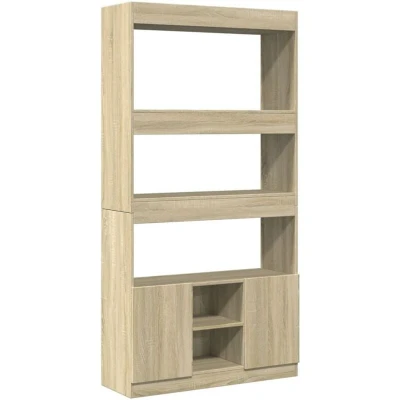 Image of vidaXL Highboard Sideboard Cabinet/Cupboard Ample Storage, Moisture Resistant, Engineered Wood, 92x33x180 cm, Sonoma Oak For Living Room/Office/Bedroom