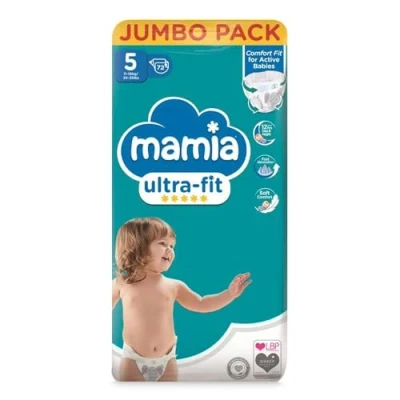 Image of Mamia Ultra fit Size 5 Nappies 2X Jumbo 72 Pack (144 Nappies)
