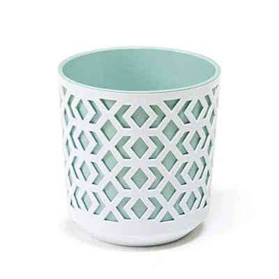 Image of LUKRA Flower pot for herbs Ø 19.5 cm H 20 garden and balcony 2 pieces decorative storage box to match your taste, white + mint, 195 mm