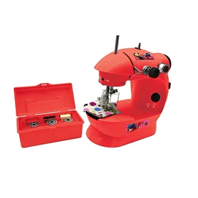 Image of Lexibook SW100MI, Miraculous Ladybug Cat Noir, sewing machine with accessories, light and pedal, imitation role play toy for girls, fashion design game, red, Plastic