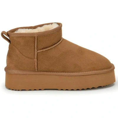 Image of Polar Women s Platform Boots Slippers Faux Suede, Flexible Waterproof Anti Slip Rubber Soles, Fluffy Fur Lined On Slippers, Winter Ladies Walking Shoes for Indoor &amp; Outdoor Chestnut UK 4