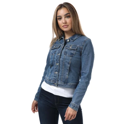 Image of ONLY denim jacket, Women&#039;s, Size: Medium, Medium blue