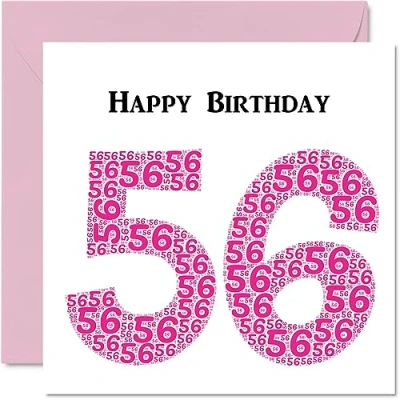 Image of Fun 56th Birthday Cards for Woman Shapecloud Happy Card Dad Mum Grandad Nanny Grandma Uncle Auntie Cousin Friend, 145mm x Greeting Cards,