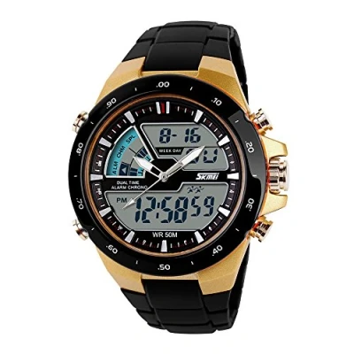 Image of SKMEI Men&#039;s Digital Sports Watch with LED Back Light Large Face Water Resistant Military Watches Casual Luminous Stopwatch Alarm Simple Army Gold