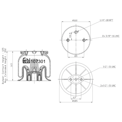 Image of 042535665, 042535665S1, 42535665, 42535665S1, 504035755 Air Spring, suspension FEBI BILSTEIN 107301 Rear Axle