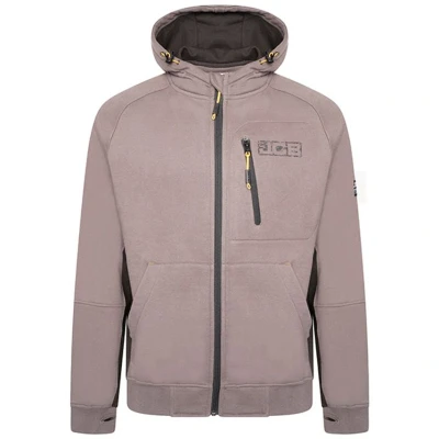 Image of JCB Trade Work Hoodie, X Large Made with 80% Cotton &amp; 20% Polyester Hoodies for Men Branding Details Mens Clothes Cordura Fabric Elbow Patches 320gsm Grey