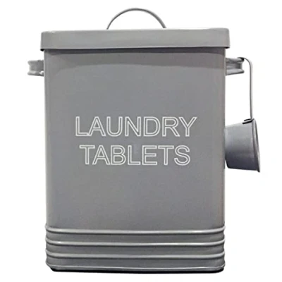Image of Nobel Laundry Tablets Canister Storage Tin with Lid Non Slip Pads Grey