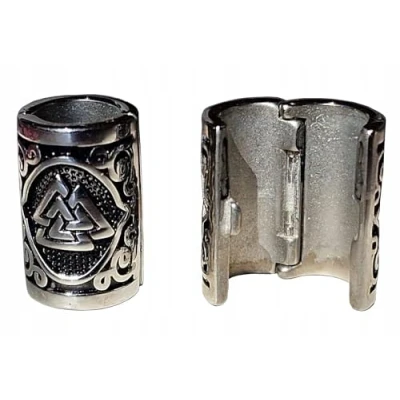 Image of VALHALLA Valknut Hair Beads Opener Viking Beard Bead 316L Steel Silver Stainless Large Steel, sehr groß,