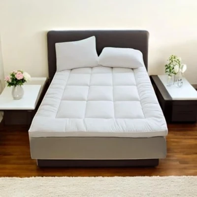 Image of Pro Home 1400GSM Mattress Topper 4 Inch Extra Thick Microfiber Filled Box Stitched elasticated Straps Hypoallergenic Soft &amp; Firm Hotel Quality Bed (4Ft Small Double 120x190cm)