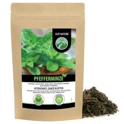 Image of peppermint leaves whole (200g, 7oz), loose, tea gently dried, 100% pure and natural