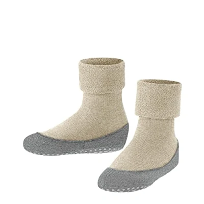 Image of FALKE Unisex Kids Cosyshoe K HP Wool Grips On Sole 1 Pair Grip socks, Beige (Sand Melange 4651), 4.5 5.5