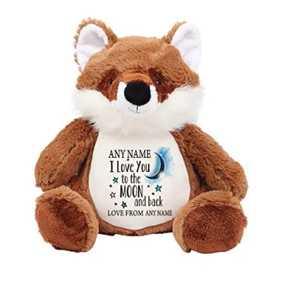 Image of Giftme Personalised ANY NAME I love You To The Moon And Back Teddy Bear Soft toys Birthday Present. (Fox)