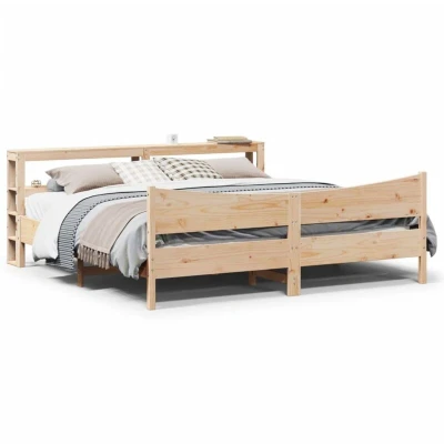 Image of Bed Frame with Headboard 200x200 cm Solid Wood Pine Vidaxl