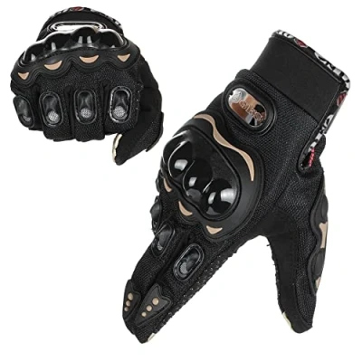Image of GES Men Outdoor Motorbike Waterproof Gloves, Motorcycle Full Finger Touch Screen Racing Motocross Gloves (M, Black)