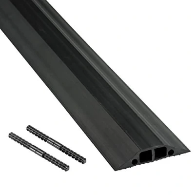Image of D Line RFC83B/2C/9M Medium Duty Linkable Floor Cable Cover/Cable Protector Protect Cables &amp; Prevent a Trip Hazard 9 Meter (L) 2 x Cavities 13mm (W) 12mm (H) Black