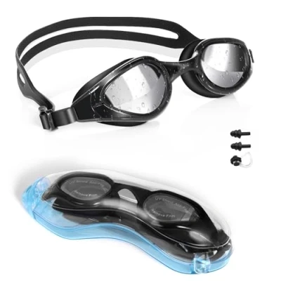 Image of TOPLUS Swimming Goggles, No Leaking Anti Fog UV Protection Swim Goggles Soft Silicone Nose Bridge for Men, Women, Junior, Kids (Black&amp;gey)