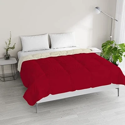 Image of Italian Bed Linen Two Tone Summer Duvet Dreams and Capricci, Microfibre, Burgundy/Cream, Double