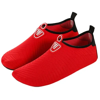 Image of AUXDIQ Water Shoes Womens Mens Outdoor Quick Dry Unisex Sports Aqua for Beach Diving Snorkeling Surfing, Red, Size 6/7