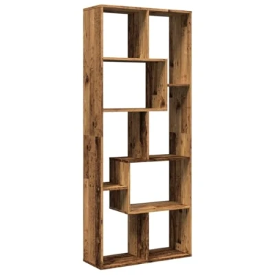 Image of vidaXL Room Divider Bookcase/Bookshelf Old Wood Engineered Wood, 8 Compartments 67x25x161.5 cm for Home/Living Room/Bedroom