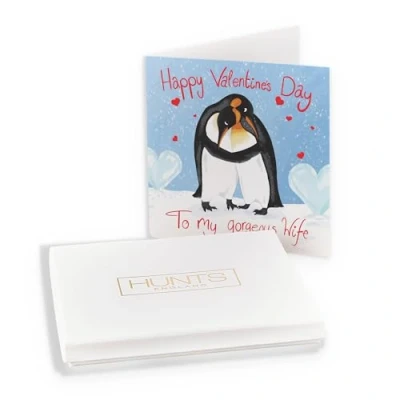 Image of Hunts England Luxury Boxed Wife Valentines Day Romantic Penguins Card Happy To My Gorgeous Cute Animals Collection In Keepsake Box
