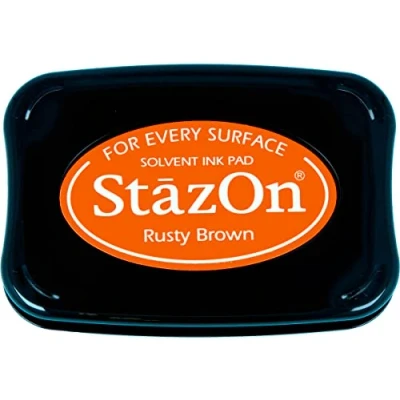Image of Tsukineko StazOn Stamp Pad, Orange/ Brown