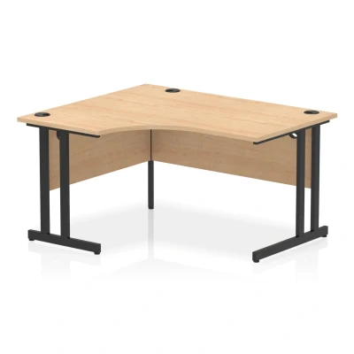 Image of Impulse 1400 LH Crescent Office Desk Maple Top Black Cantilever Leg