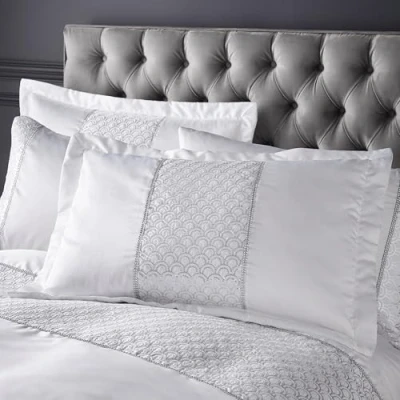 Image of Catherine Lansfield Deco Sequin Quilted Pillow sham Pair White