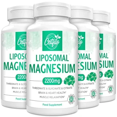 Image of Liposomal Magnesium Complex 2200mg High Potency Threonate, Glycinate, Citrate, Gluten Free, 60 softgels. (60 Count (Pack of 4))