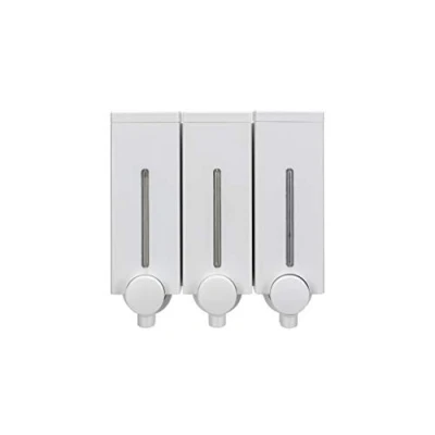 Image of Croydex Slimline Triple Soap Dispenser 450ml Capacity in Each Dispenser, Easy Refill, Wall Mounted Hand for Bathroom, Simple Screw to Design, White, All Fixings Included
