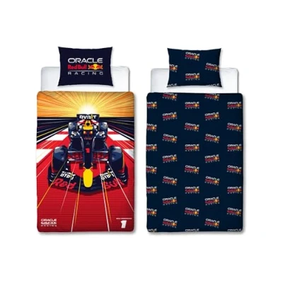 Image of Character World Oracle Red Bull Racing Official Single Duvet Cover Set Speed Design Reversible 2 Sided Bedding Including Matching Pillow Case Bed Polycotton