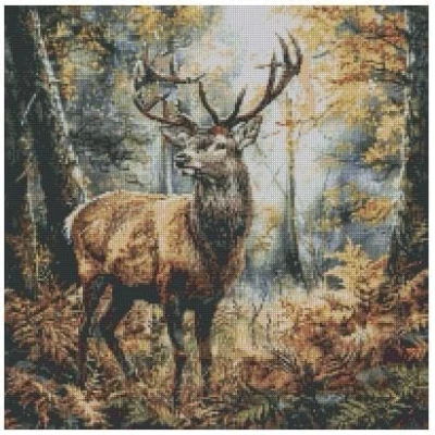 Image of Dear in Woods Autumn Counted Cross Stitch Kits, 14ct 200x200 Stitch,36x36cm Cotton Nature Scene kit