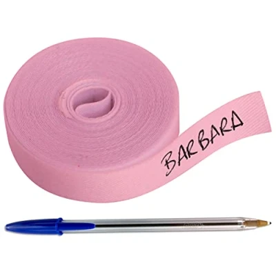 Image of 1 Roll of Cloth Tape 3 Metres x cm. Label Fusible to Write with Boli. Includes Pen. (Pink)