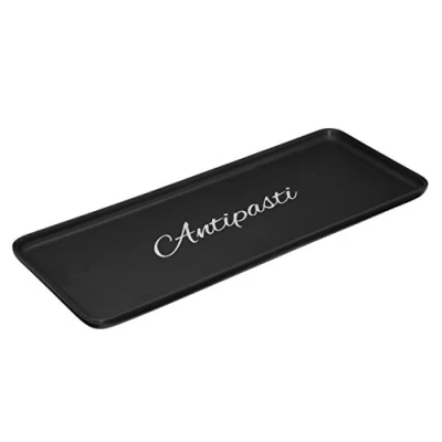 Image of Premier Housewares Serving Trays Black Matte Antipasti Stoneware Plate Kitchen Tray Plates Set Height 2 X Width 38 Depth 15 Cm