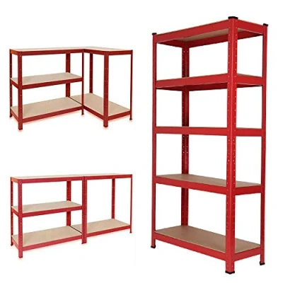 Image of EFAN 150 x 70 30cm Garage Shelving Unit 5 Tier Heavy Duty Racking Storage Boltless Shelves, 175kg Load Weight Per Tier, 875KG Capacity, For Kitchen, Workshop, Office, Bathroom, Supermarket, Red