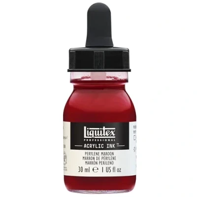 Image of Liquitex 4260507 Liquid Professional Acrylic Paints Ink, 30 ml, Highly Pigmented Airbrush Paint, Perylene Maroon